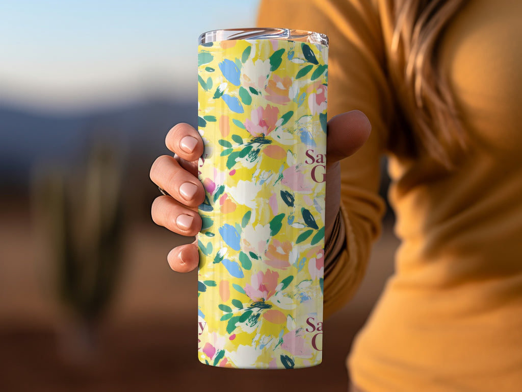 Colorful Floral Pattern Insulated Tumbler Travel Cup