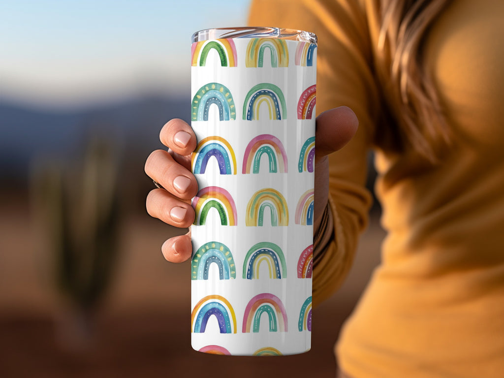 Colorful Rainbow Patterned Insulated Tumbler