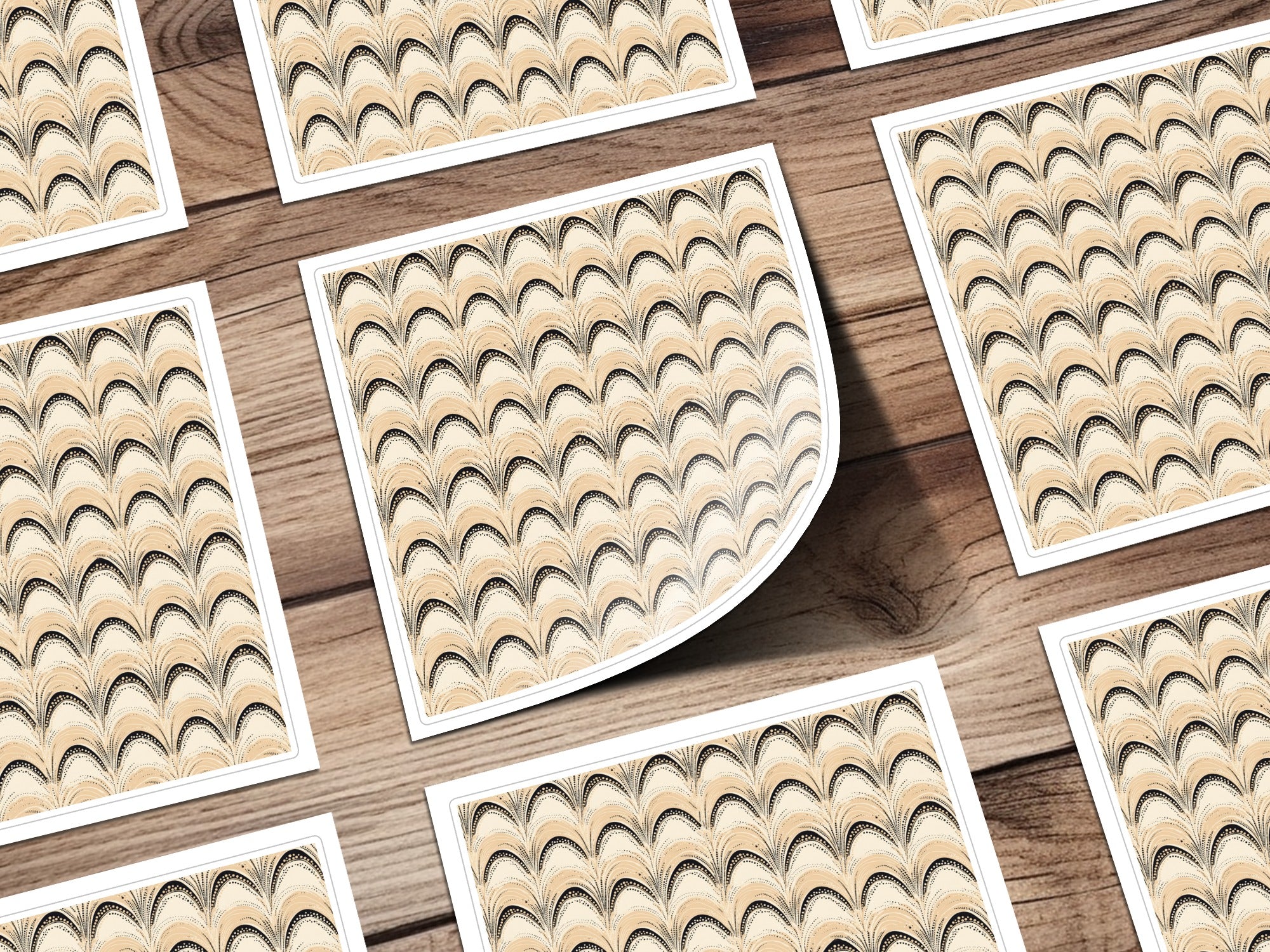 Beige and Black Scallop Pattern Sheets product