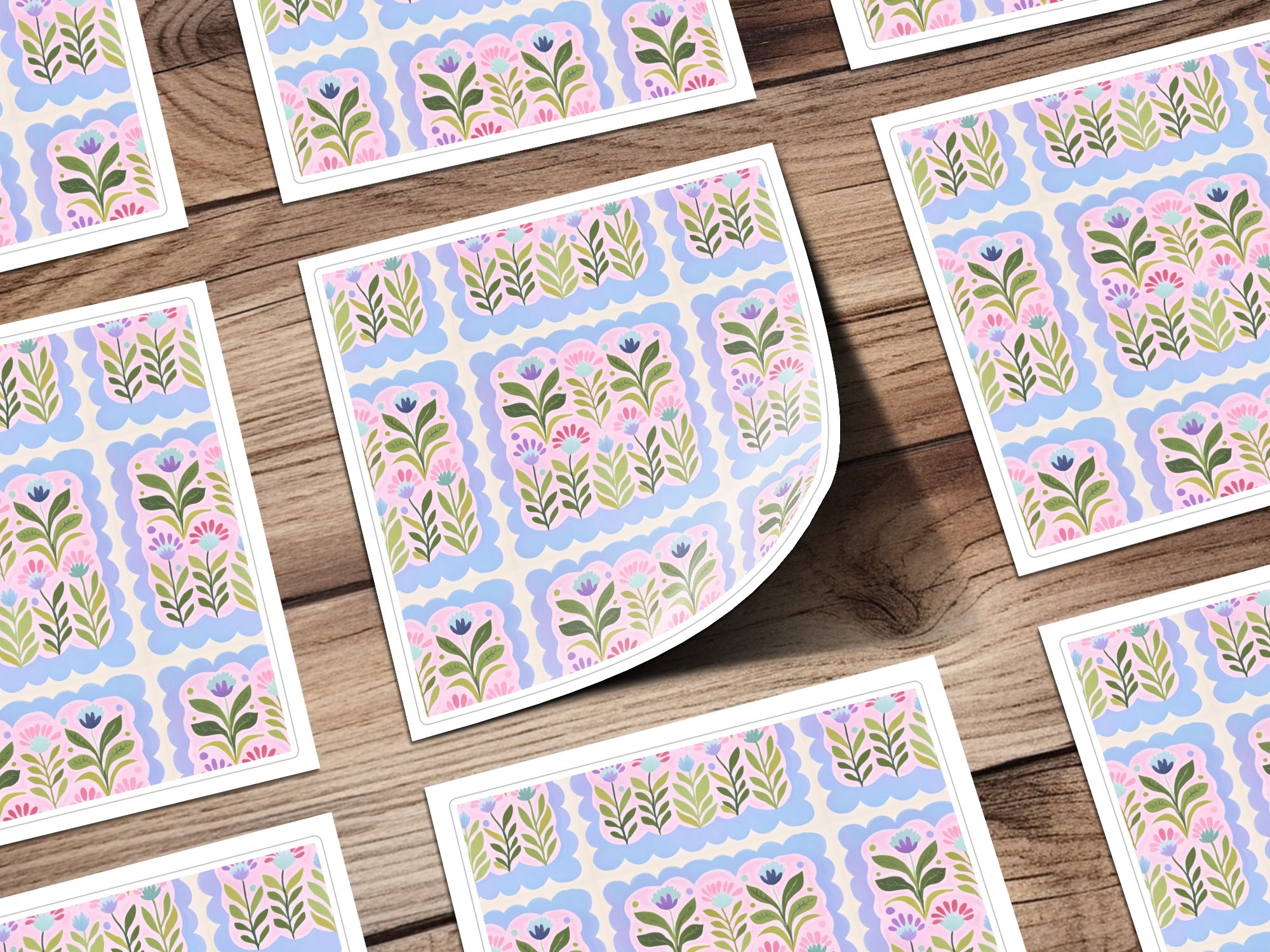 Floral Pattern Sheets with Pink and Blue Accents