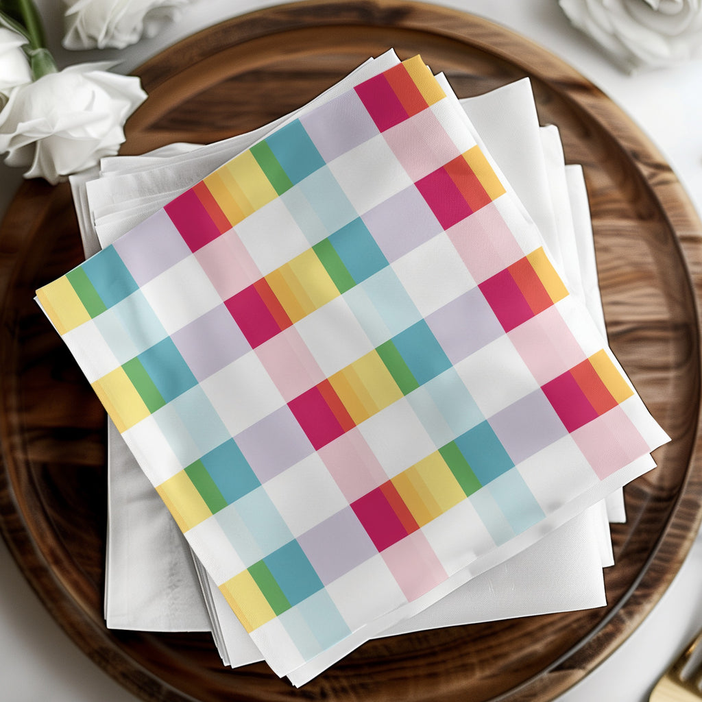 Vibrant Multicolor Checkered Pattern Napkin Set