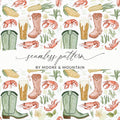 Southern Crawfish Corn Beer Boots Seamless Pattern product type