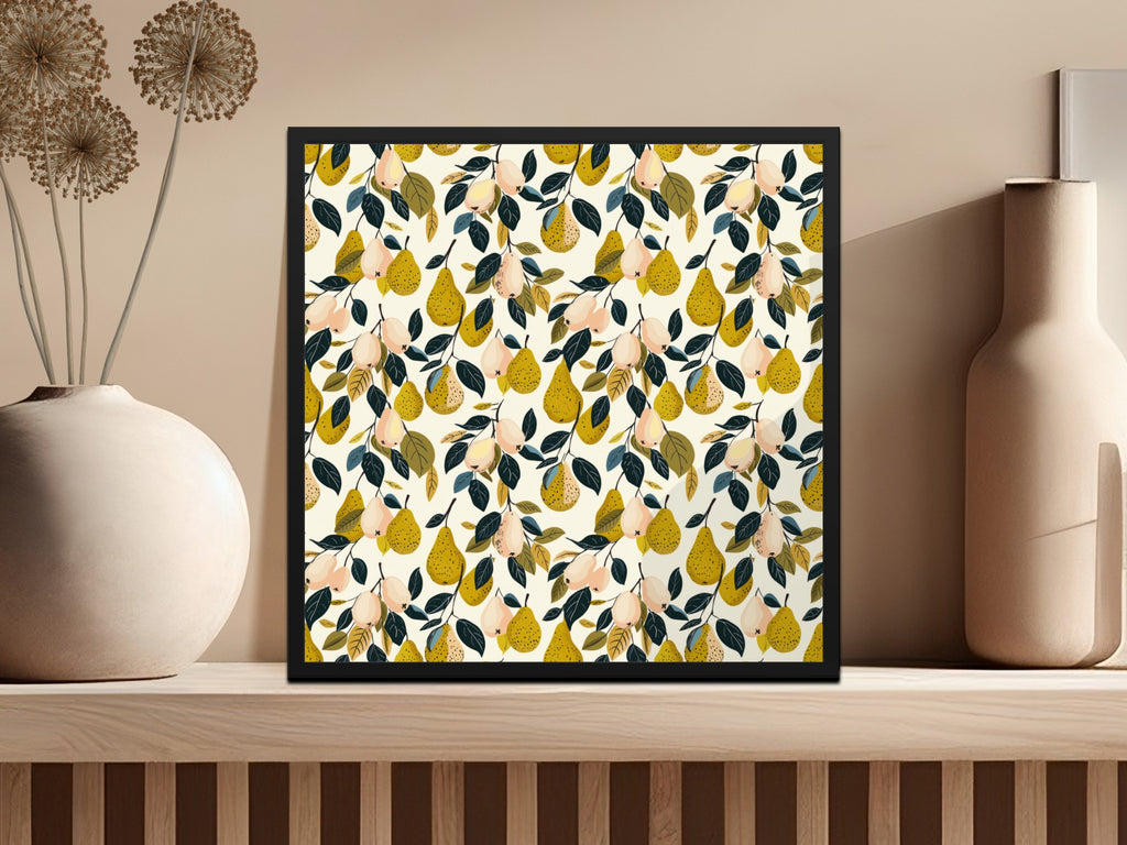 Vibrant Pear and Foliage Botanical Art Print