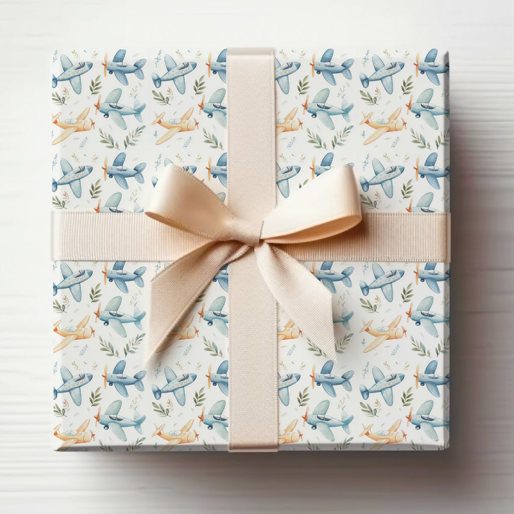 Cute Watercolor Airplanes Foliage Pattern Kids product type