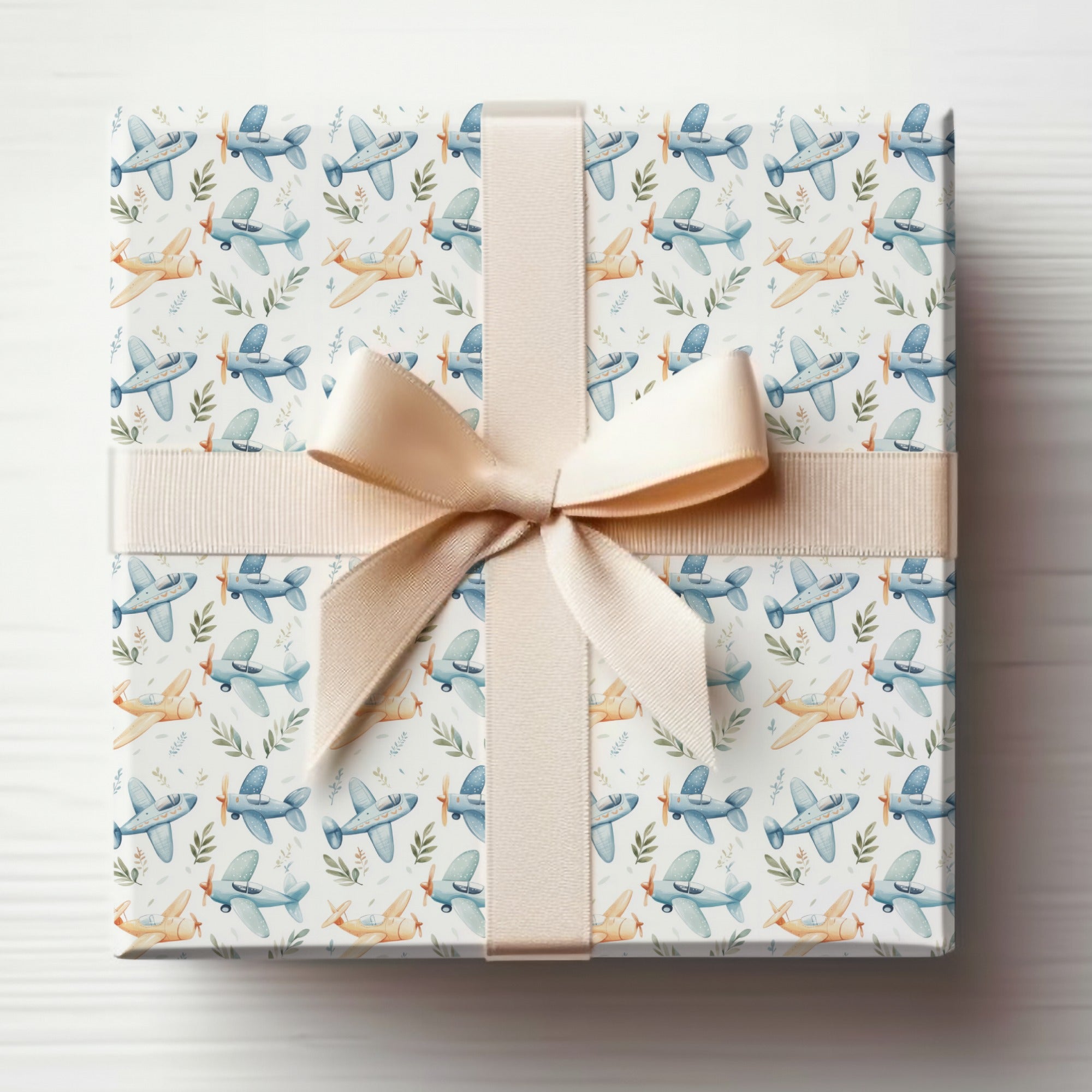 Cute Watercolor Airplanes Foliage Pattern Kids product type