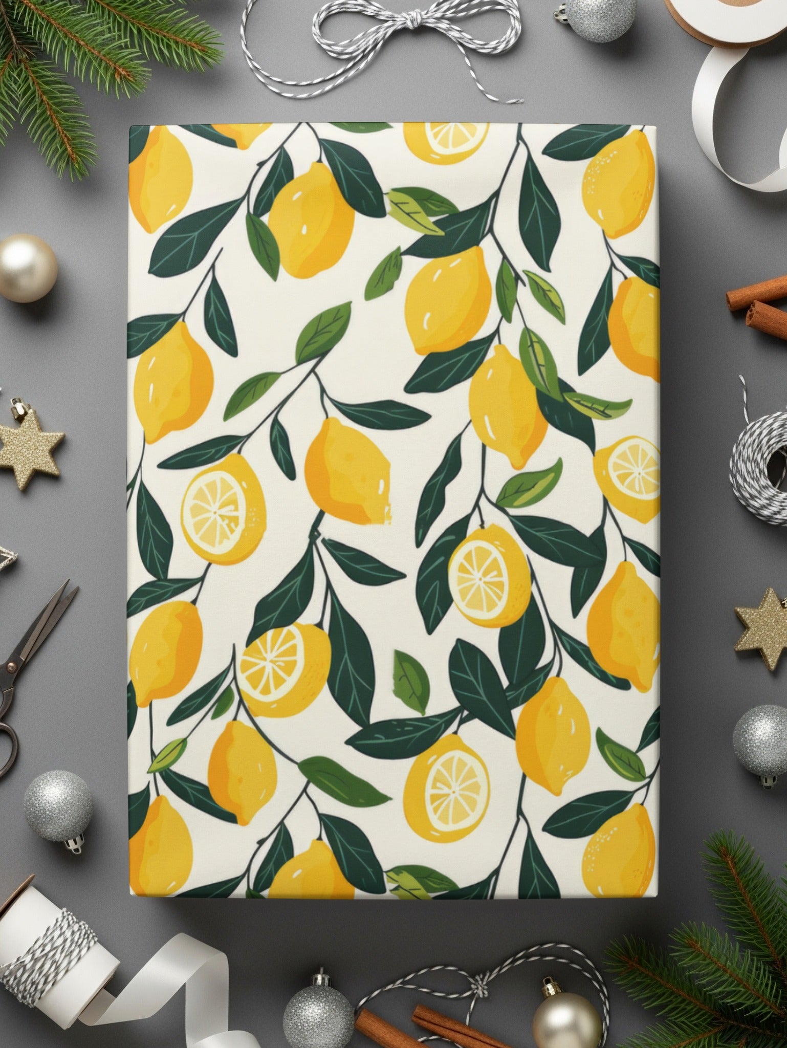 Lemon Pattern Wrap for a Festive Holiday Present