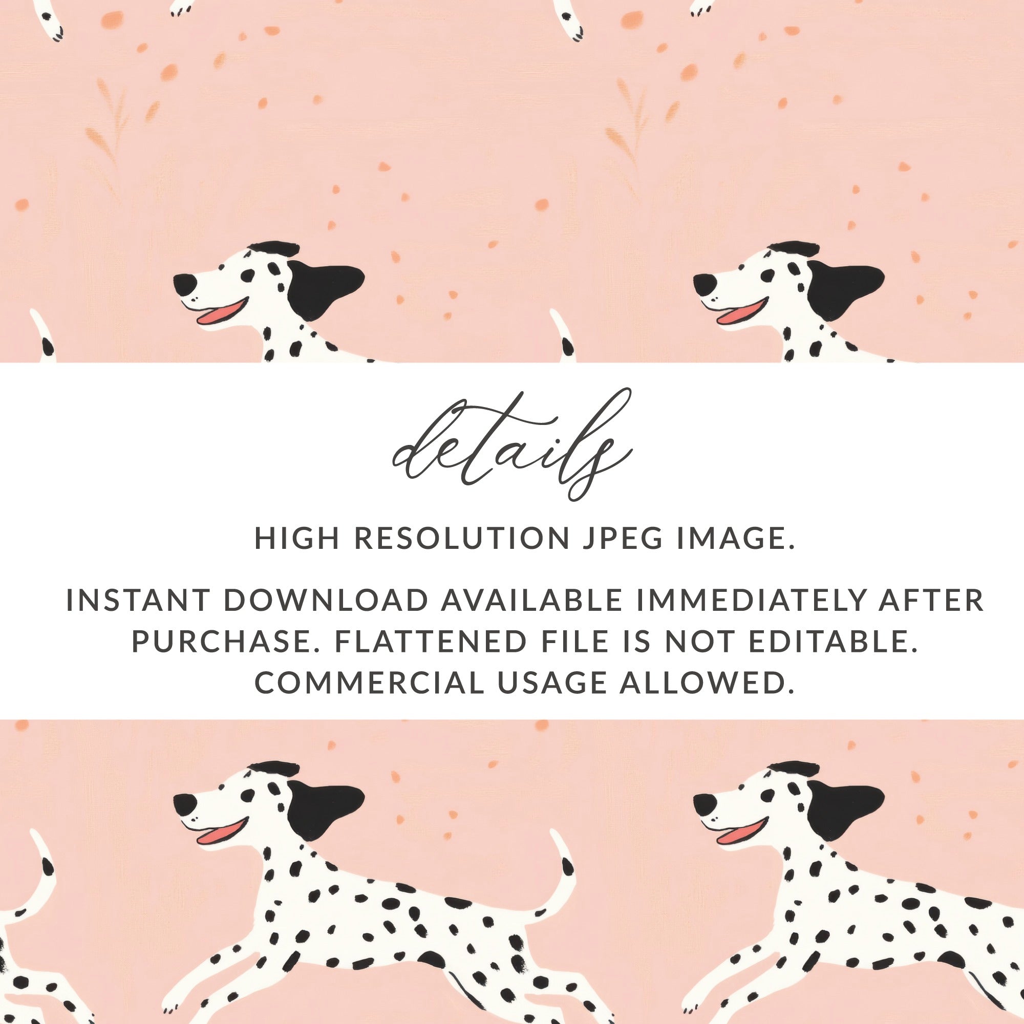 Dalmatian Digital Seamless, Puppy Pattern, Pink Background, Dog Pattern, JPEG Files, Scaled Patterns, Dog Lover Gift, Pet Design