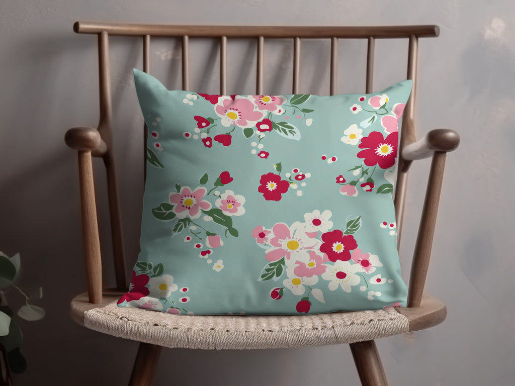 Decorative Throw Pillow with Colorful Floral Print