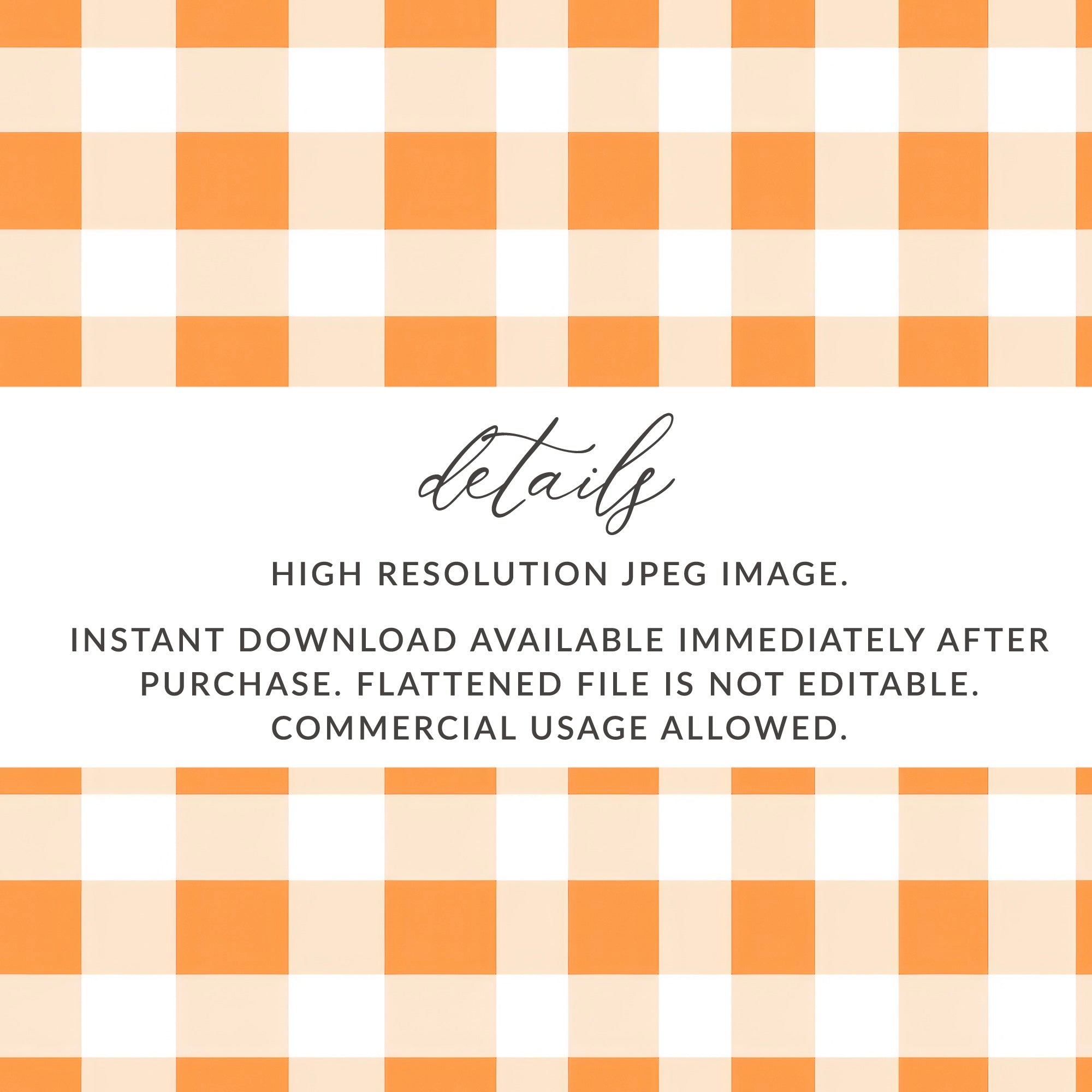 High Resolution Orange Gingham Digital Download