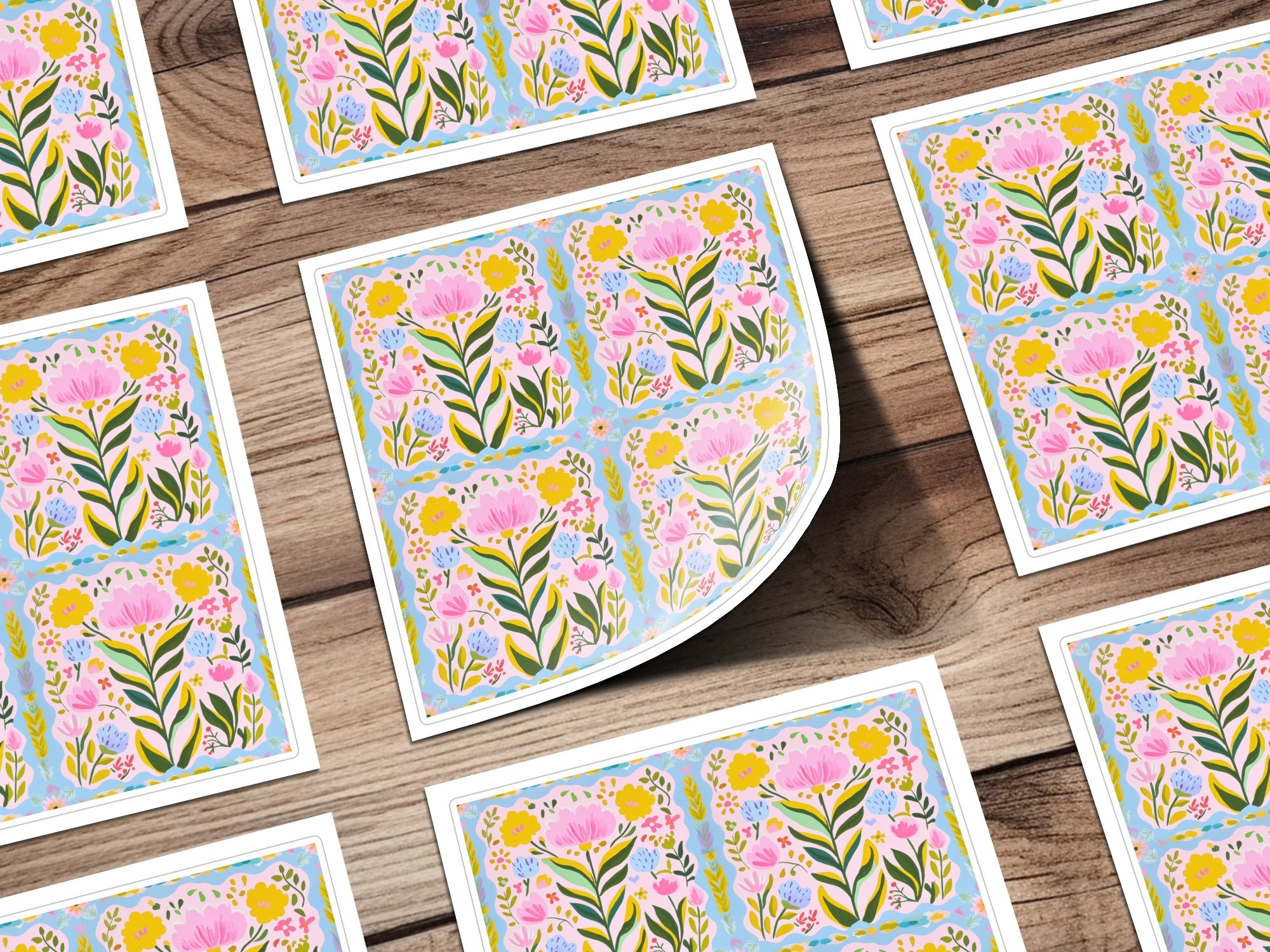 Vibrant Floral Pattern Stickers for Crafting and Decor