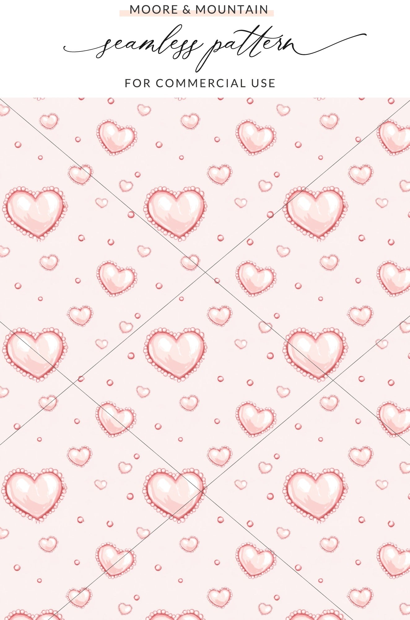 Pink Heart Seamless Pattern for Commercial Use