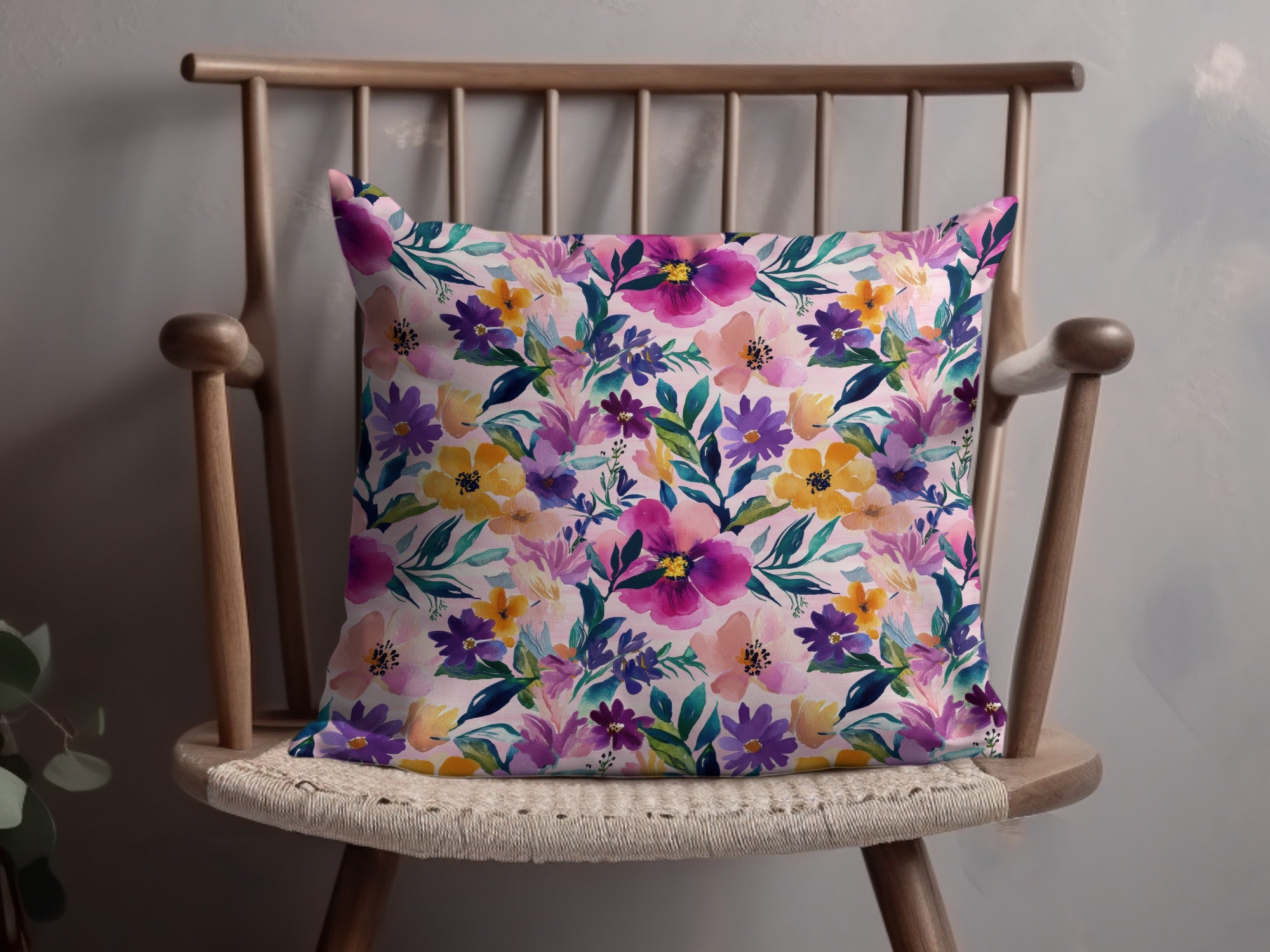 Vibrant Floral Pattern Decorative Throw Pillow Product