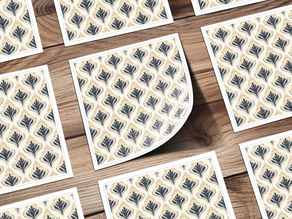 Elegant Blue and Gold Floral Motif Artwork