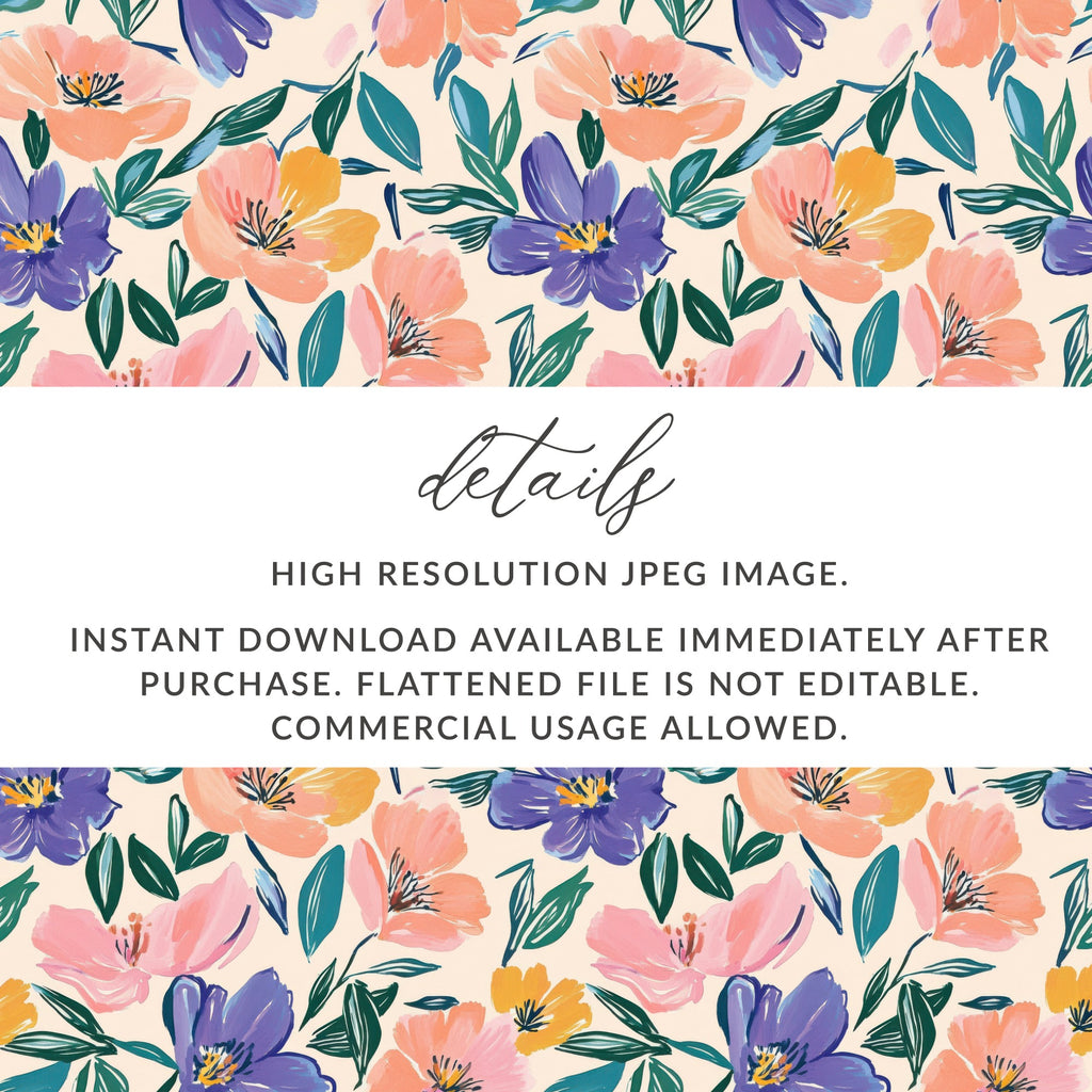 Floral pattern with text about JPEG image details and usage.