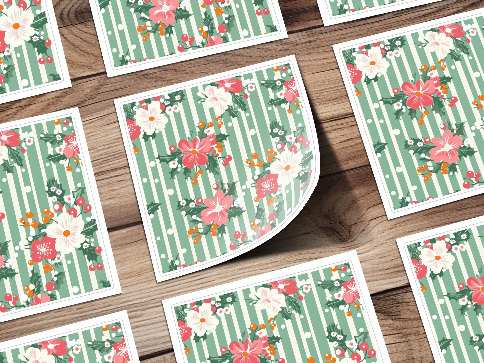 Festive Floral and Striped Pattern on Decorative Product