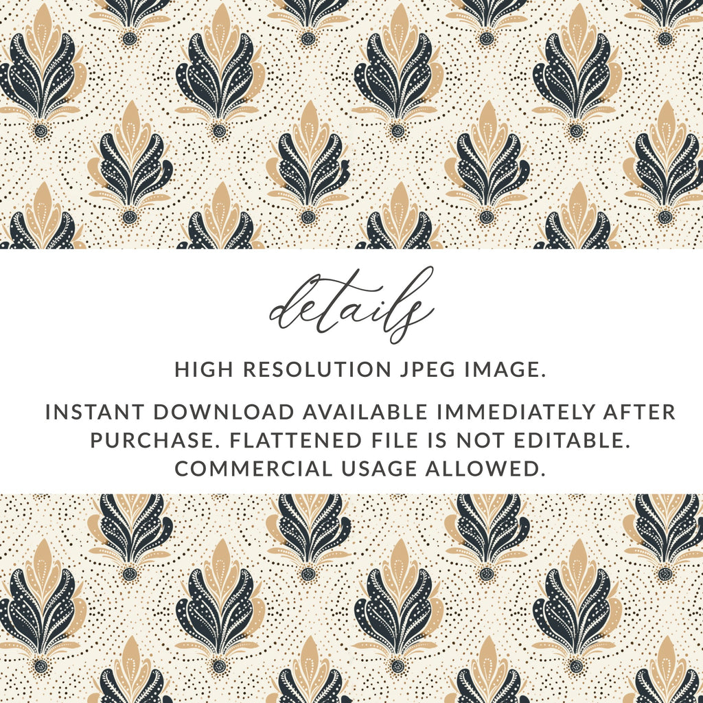 Elegant Black and Beige Leaf Pattern Digital Download