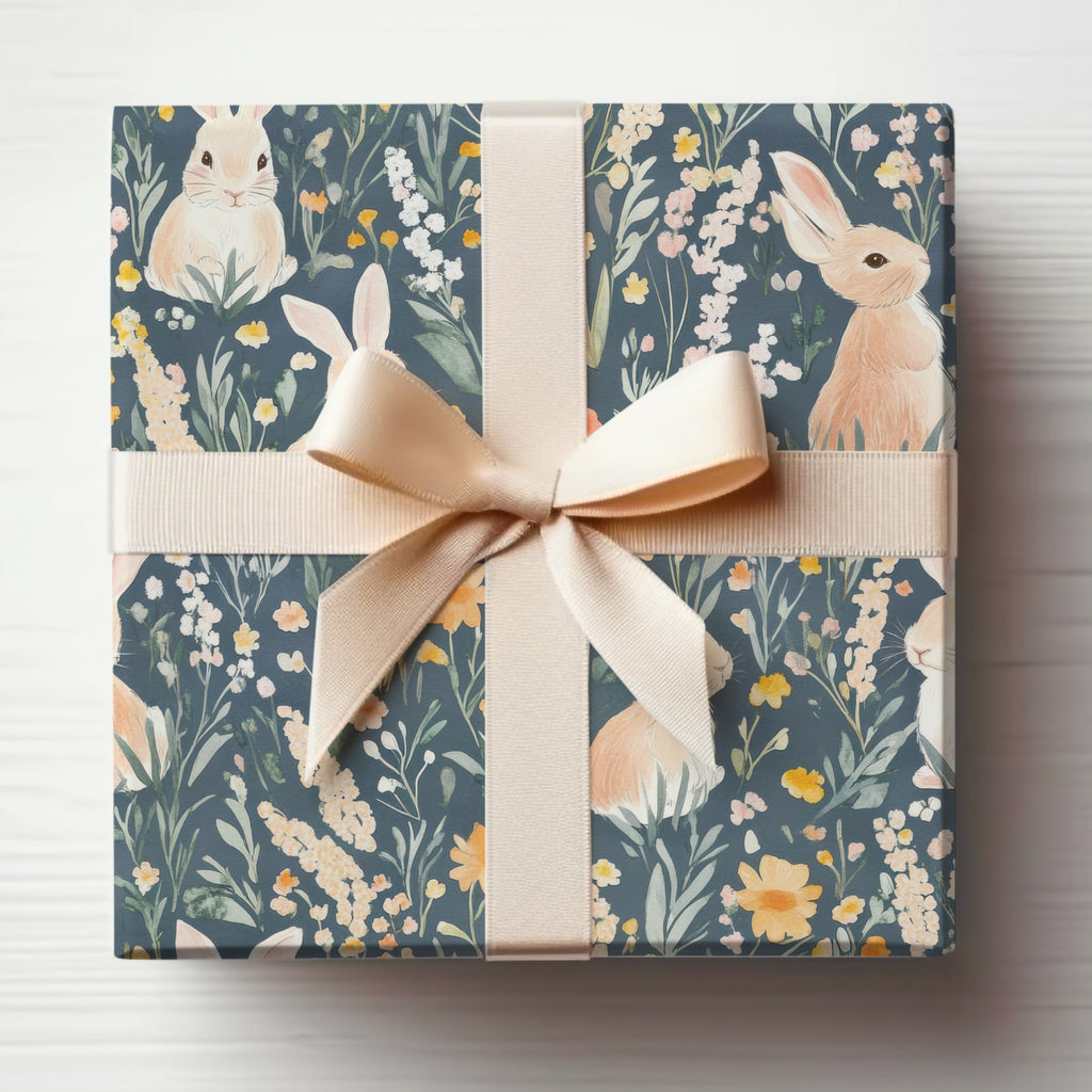 Adorable Bunny and Floral Pattern Gift Wrapping Paper