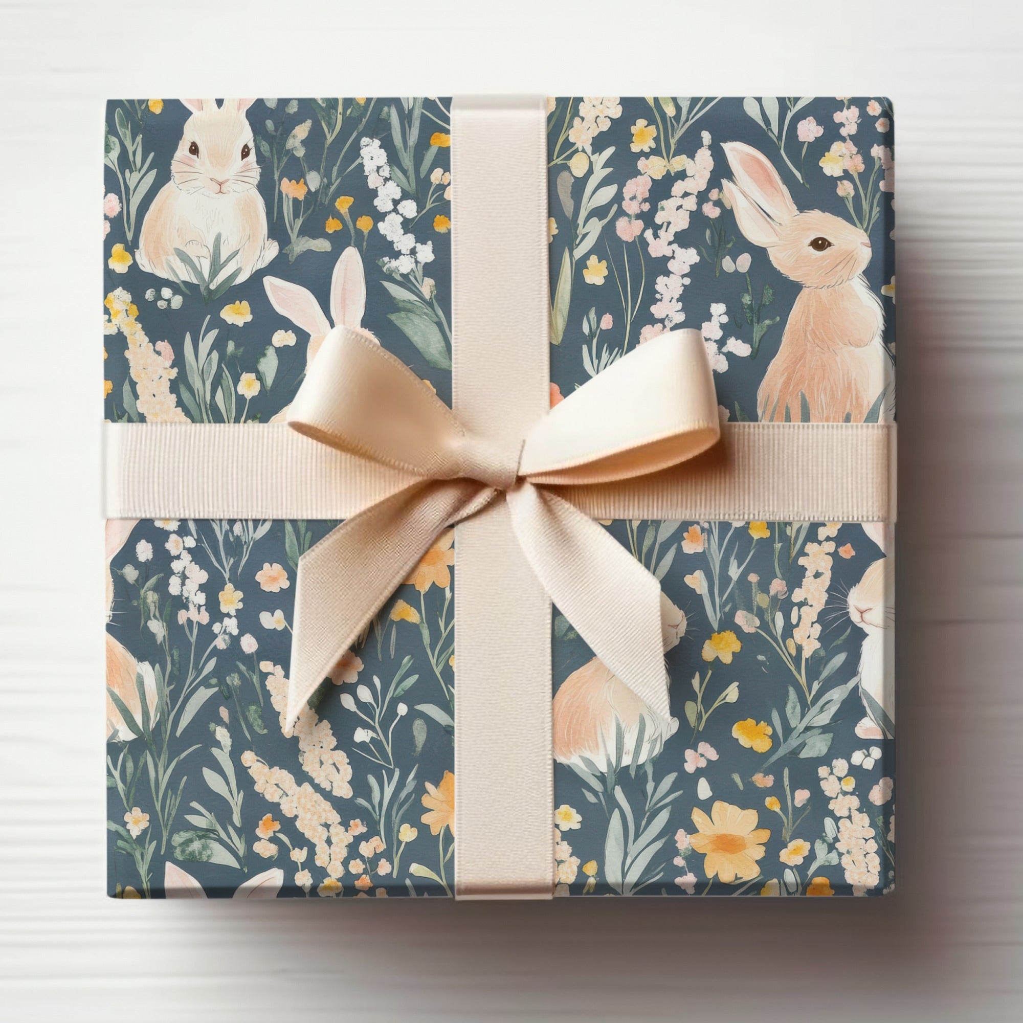 Adorable Bunny and Floral Pattern Gift Wrapping Paper