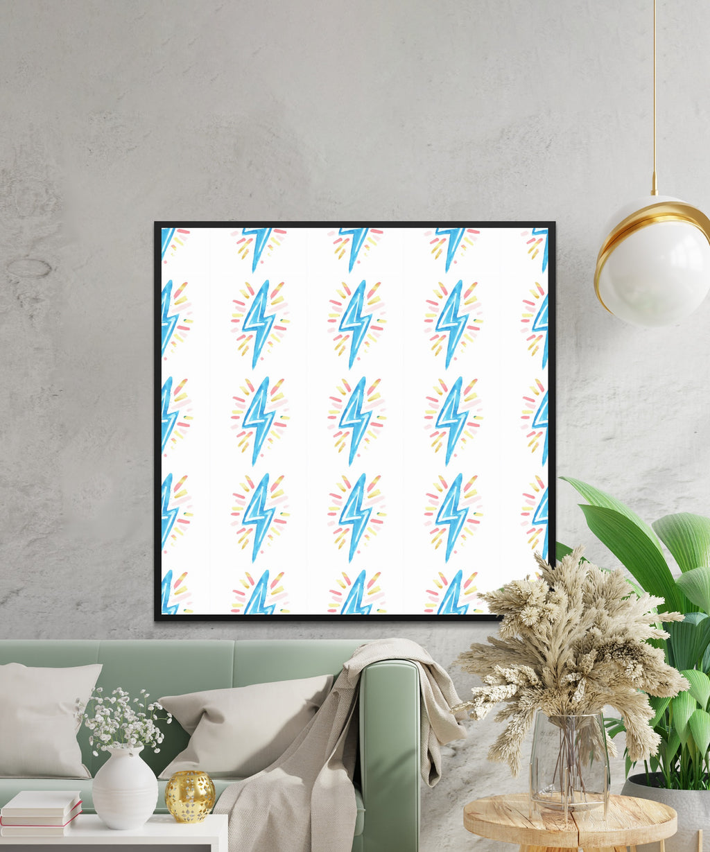 Watercolor Lightning Bolt Seamless Pattern, Digital Paper, Vibrant Blue Electric Flash Design, Energetic Background, Instant Download - Moore and Mountain