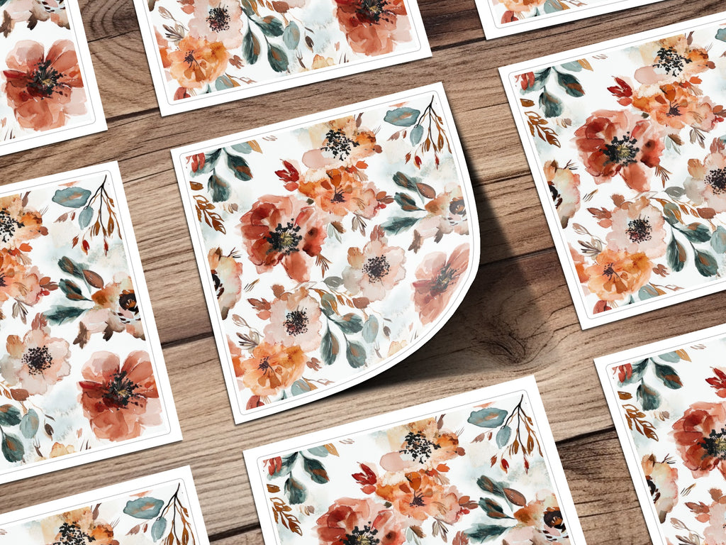 Vibrant Floral Design in Watercolor Pattern sheet product