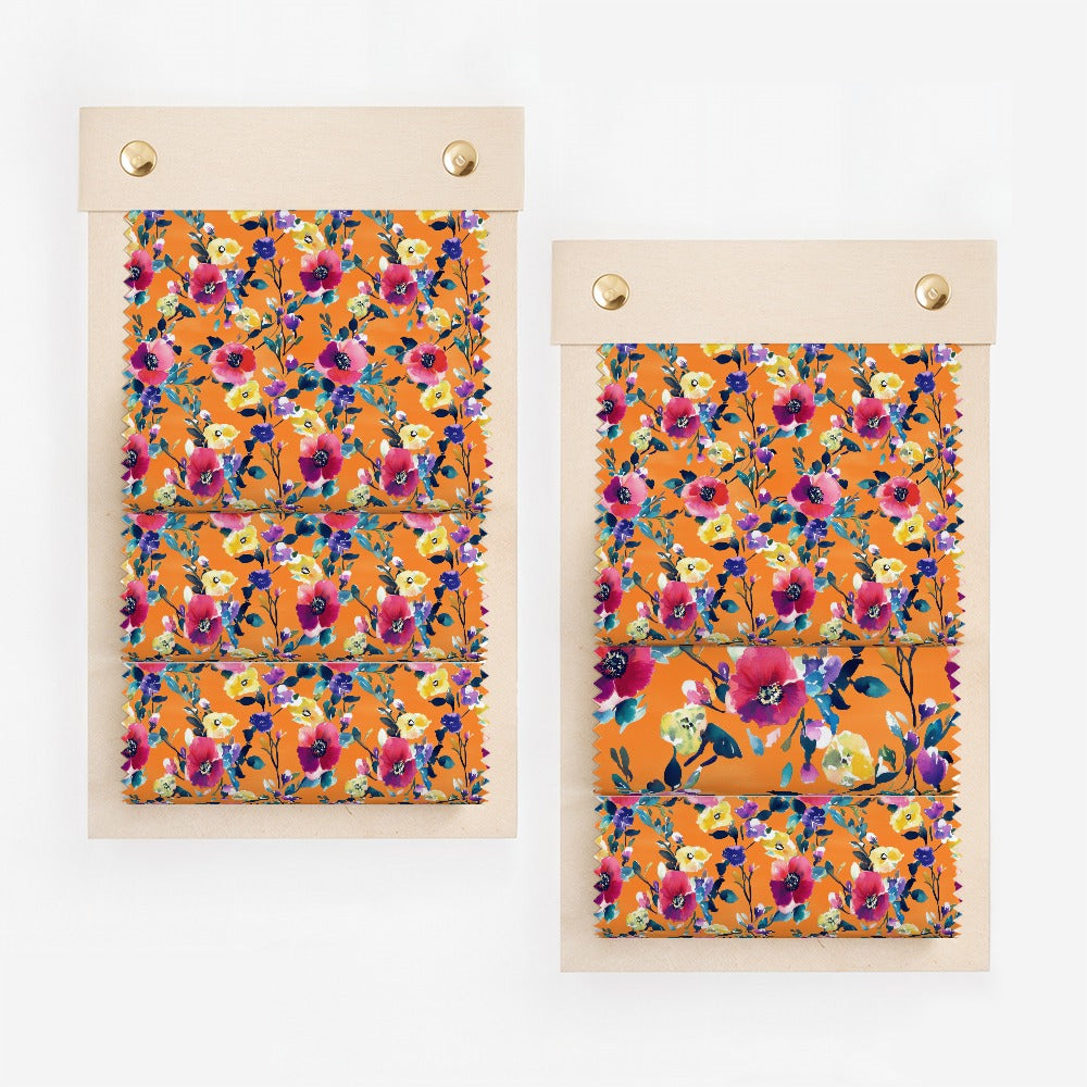 Vibrant Floral Patterned Fabric Swatch Set for Projects