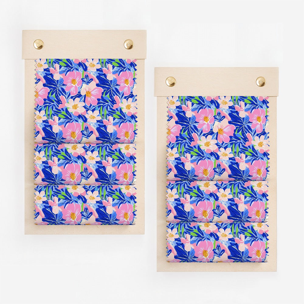 Vibrant Tropical Floral Seamless Pattern Digital Download, Preppy Bright Flower Repeat Pattern, Summer Blues Pink Green Digital Paper