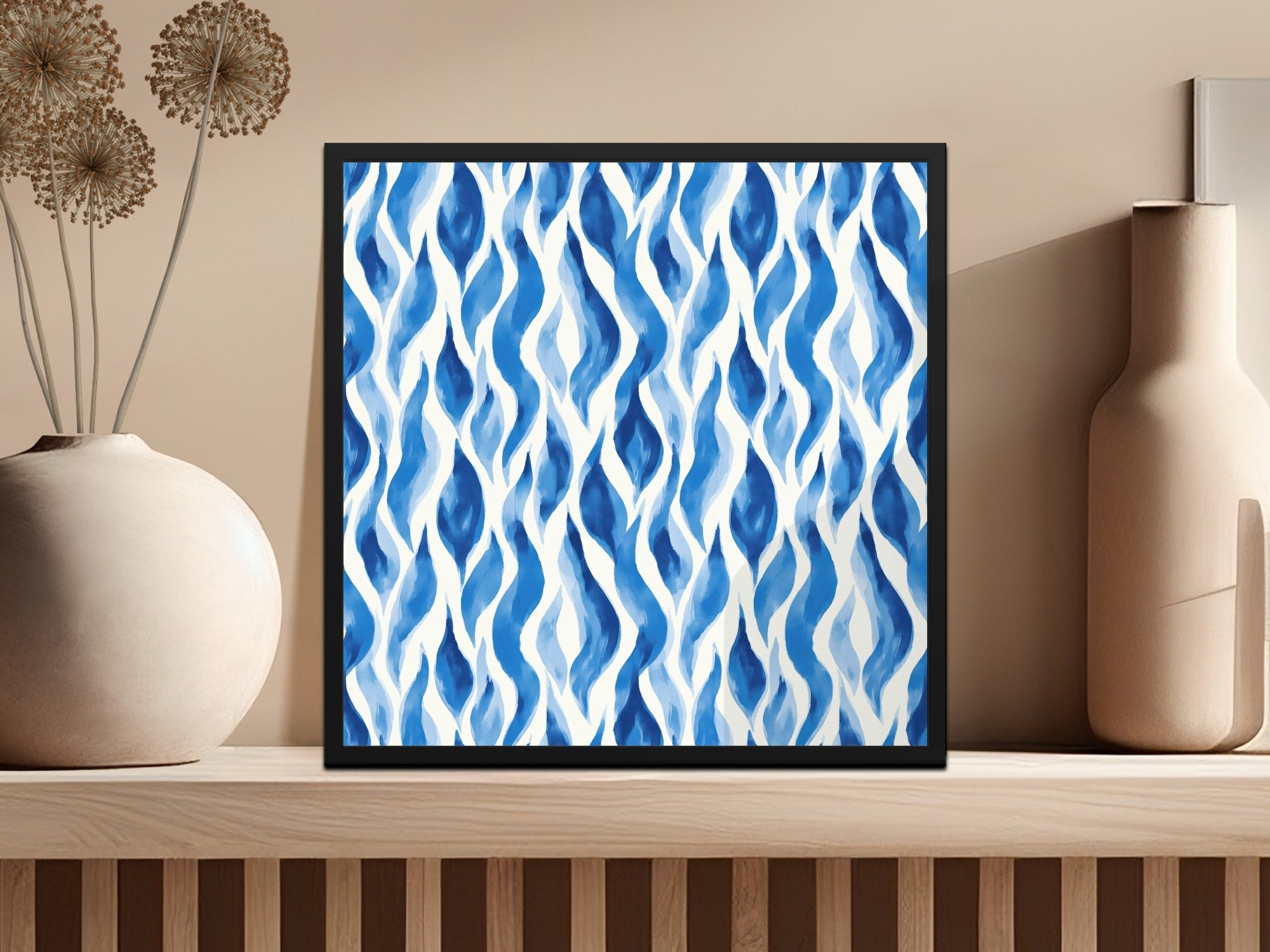 Abstract Artistic Flowing Blues Pattern Water Color Style Digital - Moore and Mountain