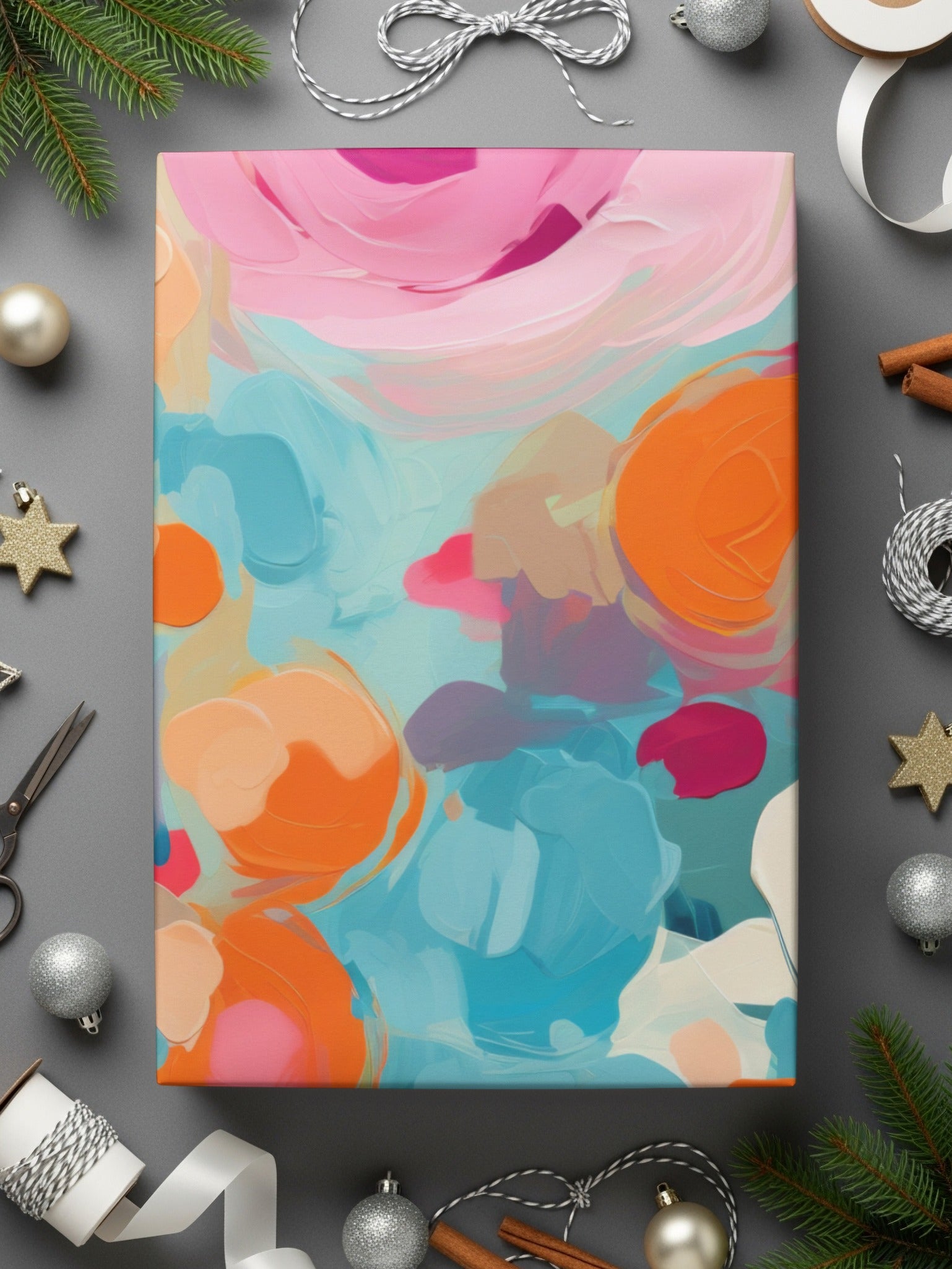 Colorful Abstract Art Print With Festive Accessories