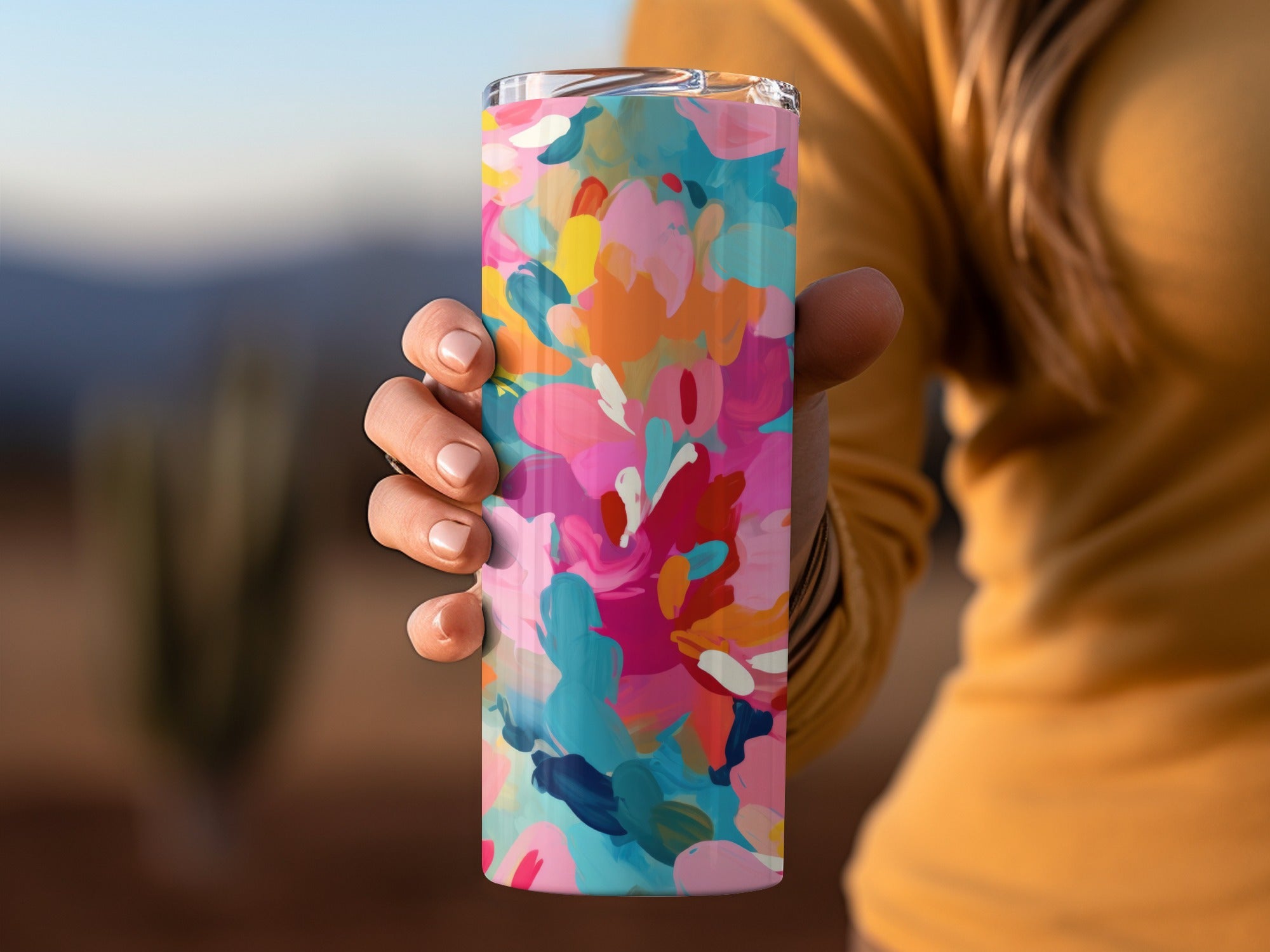 Colorful Floral Design Insulated Tumbler Cup