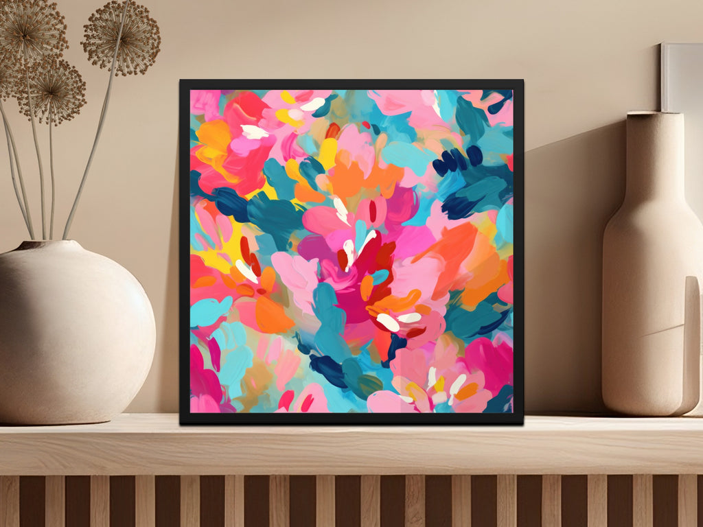 Vibrant Colorful Abstract Floral Wall Art Print