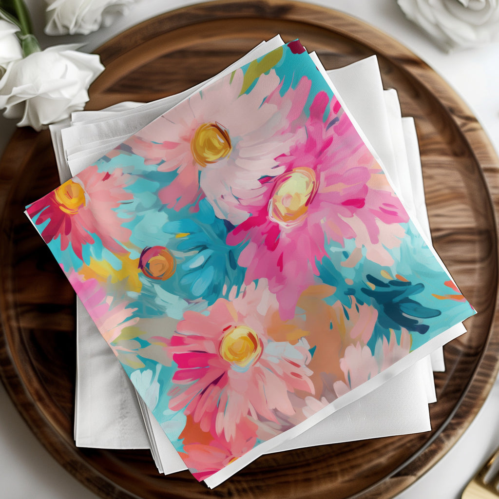 Bright and Colorful Floral Pattern Napkin Set
