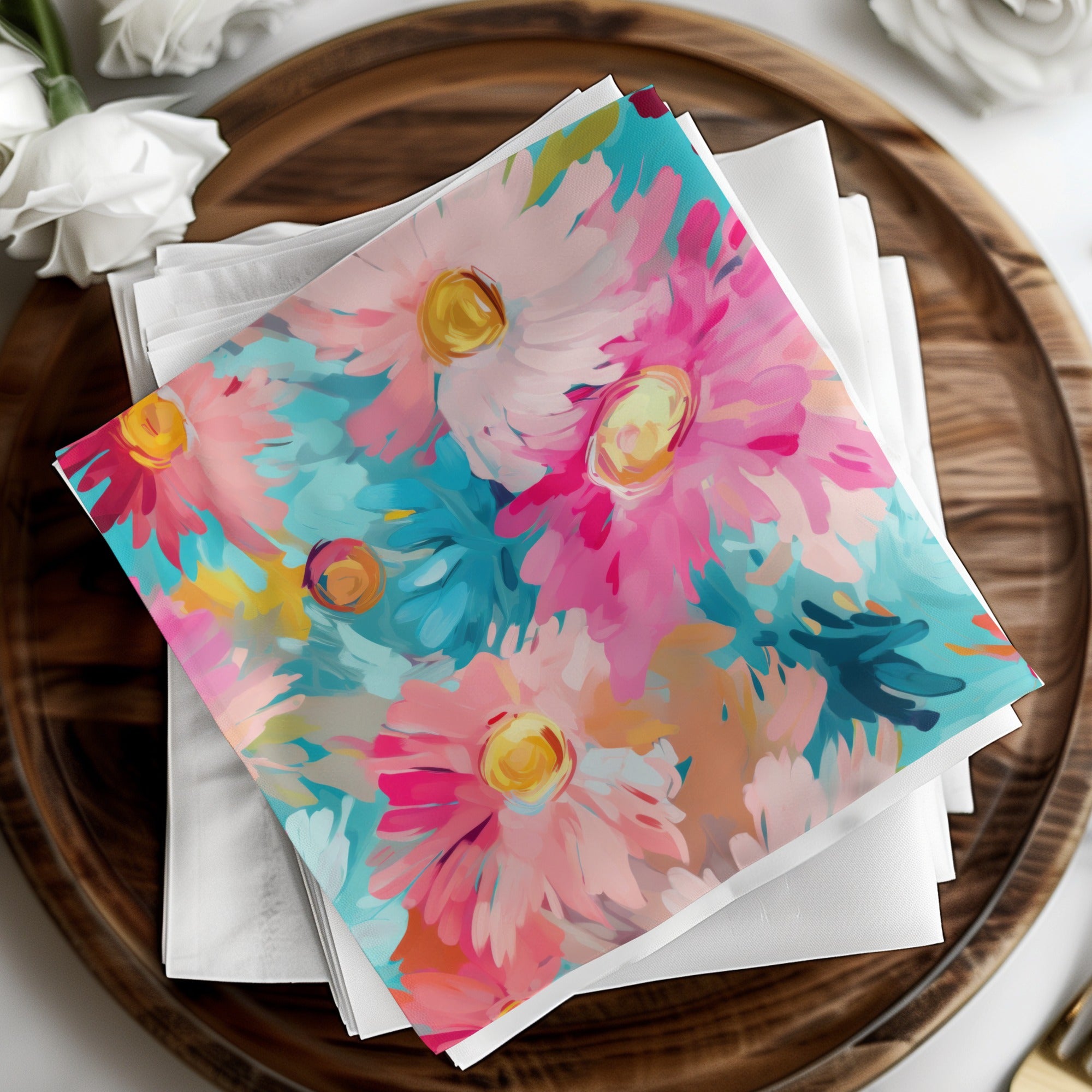 Bright and Colorful Floral Pattern Napkin Set