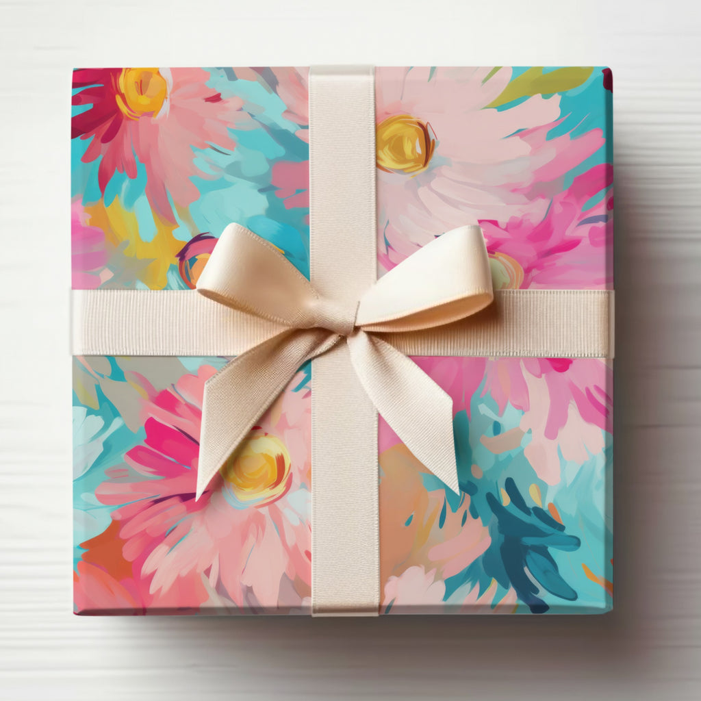 Chic Floral Gift Wrapping Paper with Elegant Bow Design