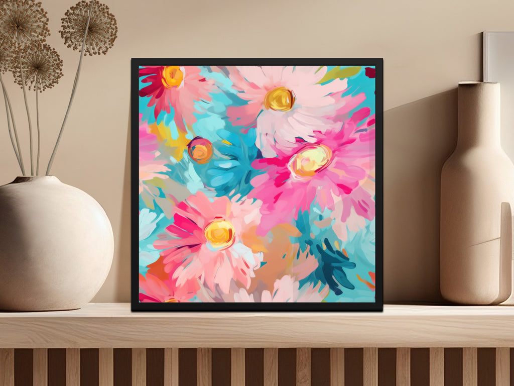 Vibrant Floral Abstract Wall Art Decor Print Framed Product