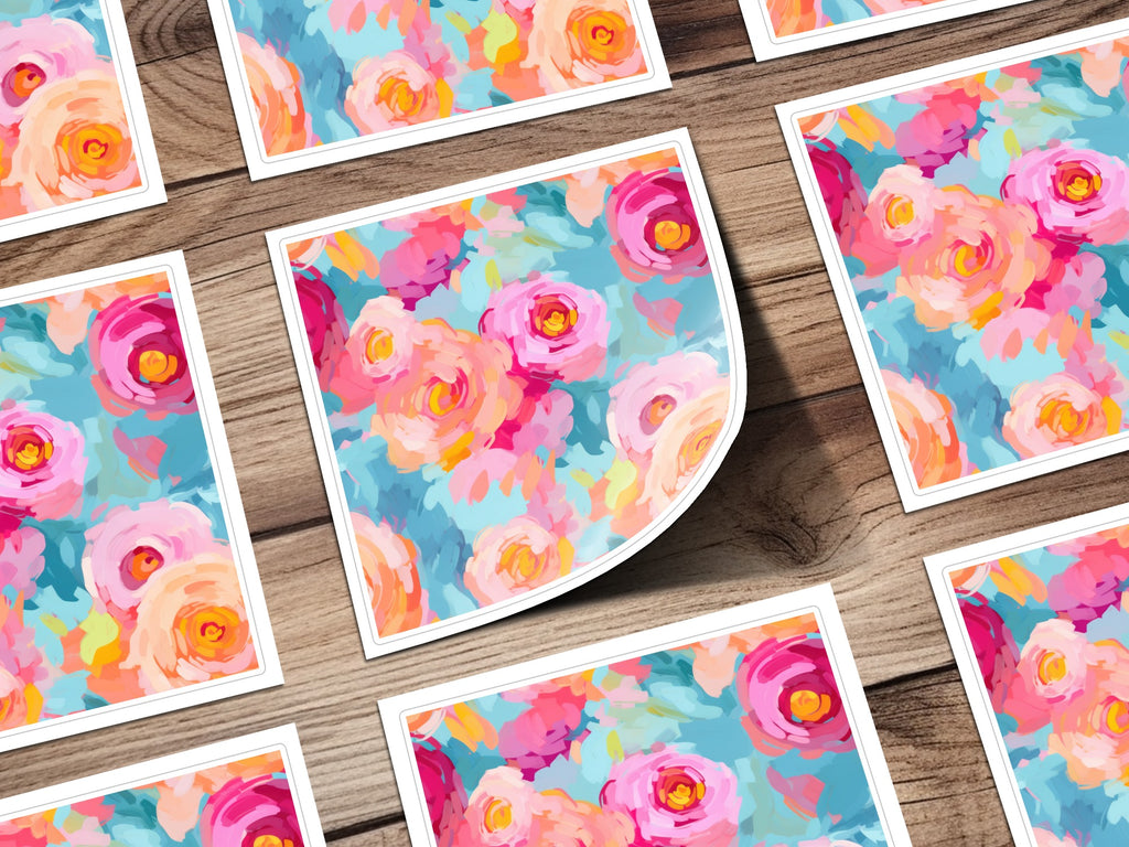 Colorful Abstract Floral Design Square Card Pack