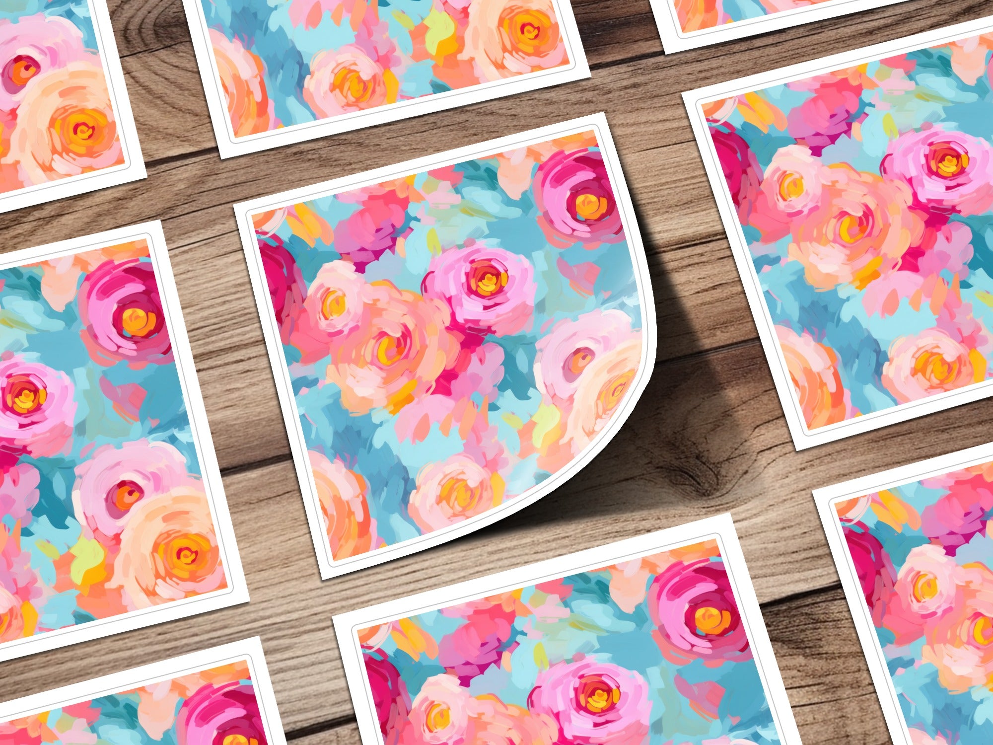 Colorful Abstract Floral Design Square Card Pack