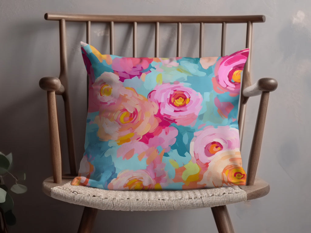 Colorful Floral Abstract Art Print Cushion Pillow