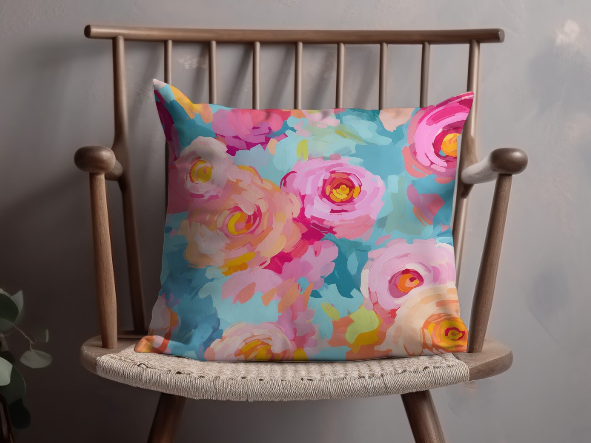 Colorful Floral Abstract Art Print Cushion Pillow