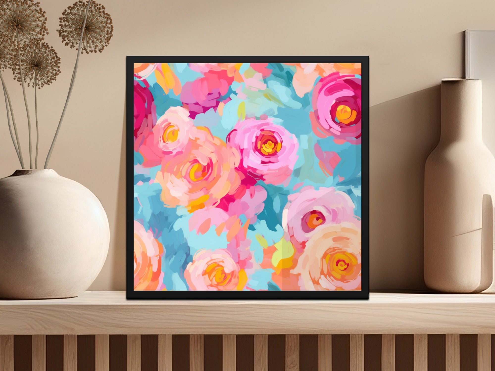 Colorful Abstract Floral Art Print for Home Decor