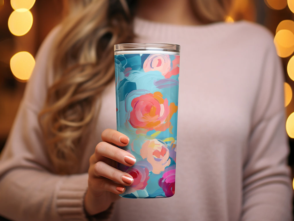 Floral Pattern Insulated Tumbler for Hot and Cold Drinks