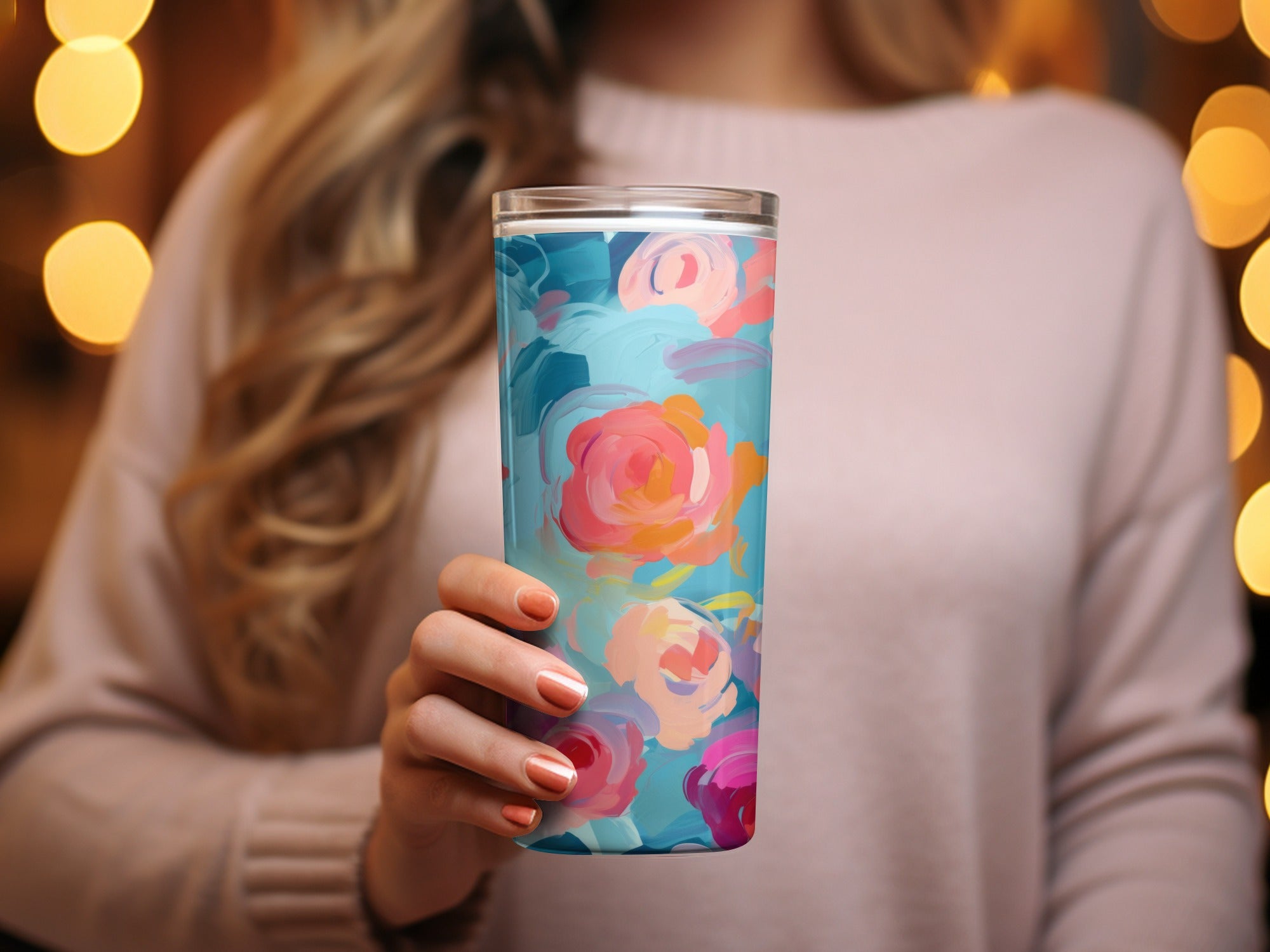 Floral Pattern Insulated Tumbler for Hot and Cold Drinks