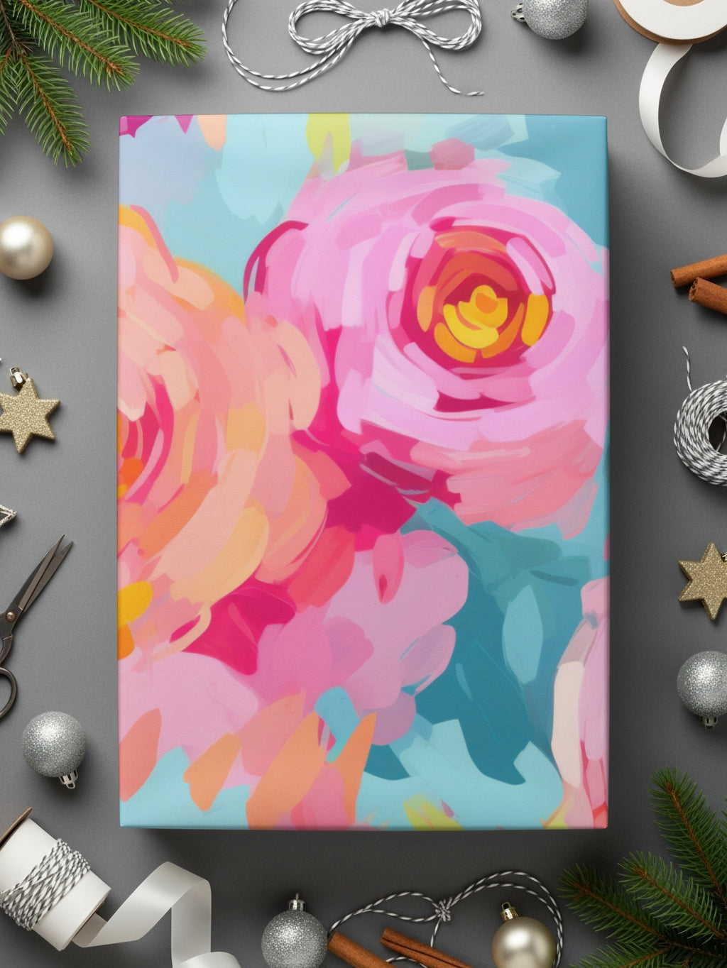 Bright Abstract Flower Design Canvas Wall Art Decor