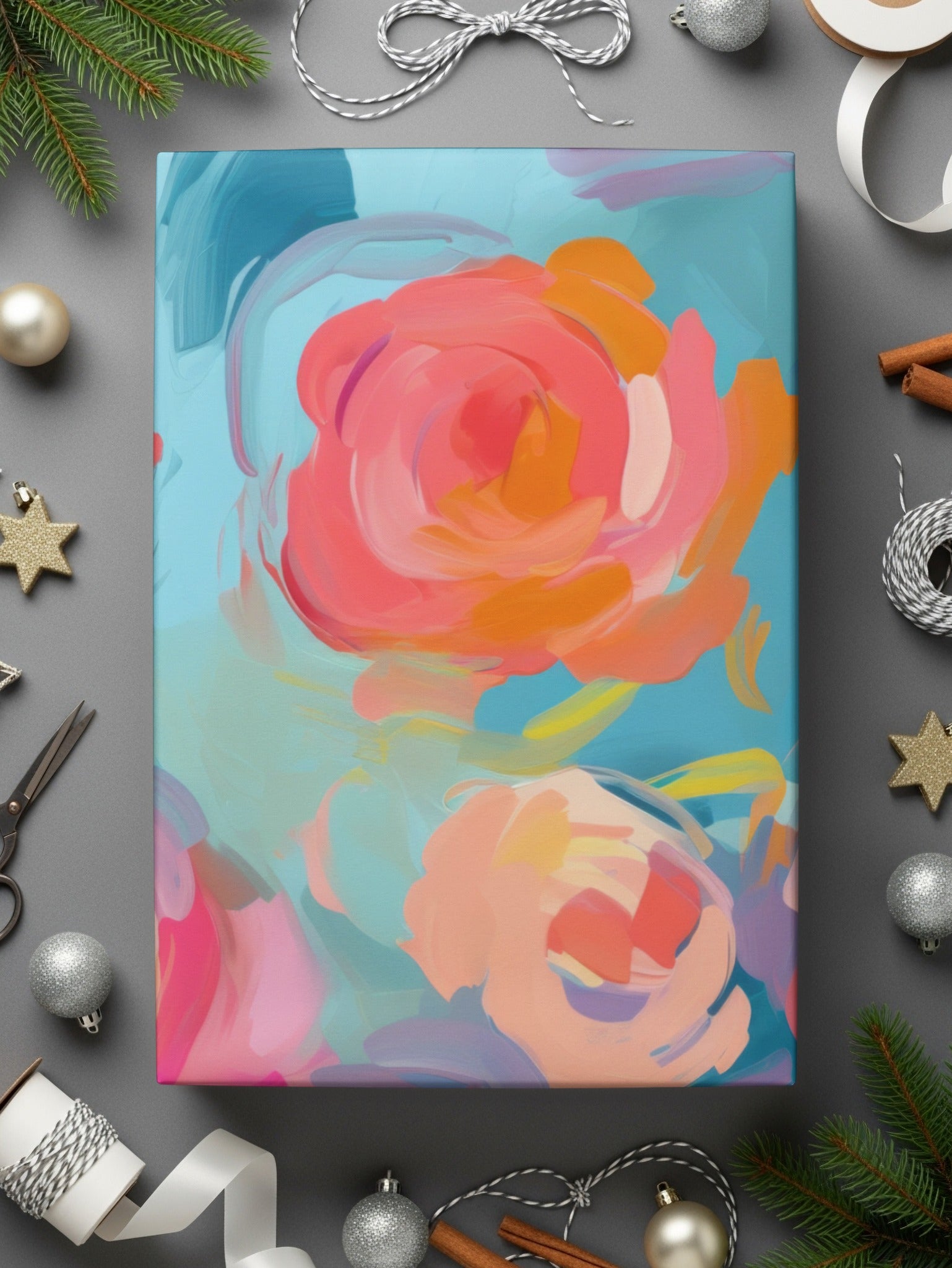 Colorful Floral Abstract Design on Canvas Art Print