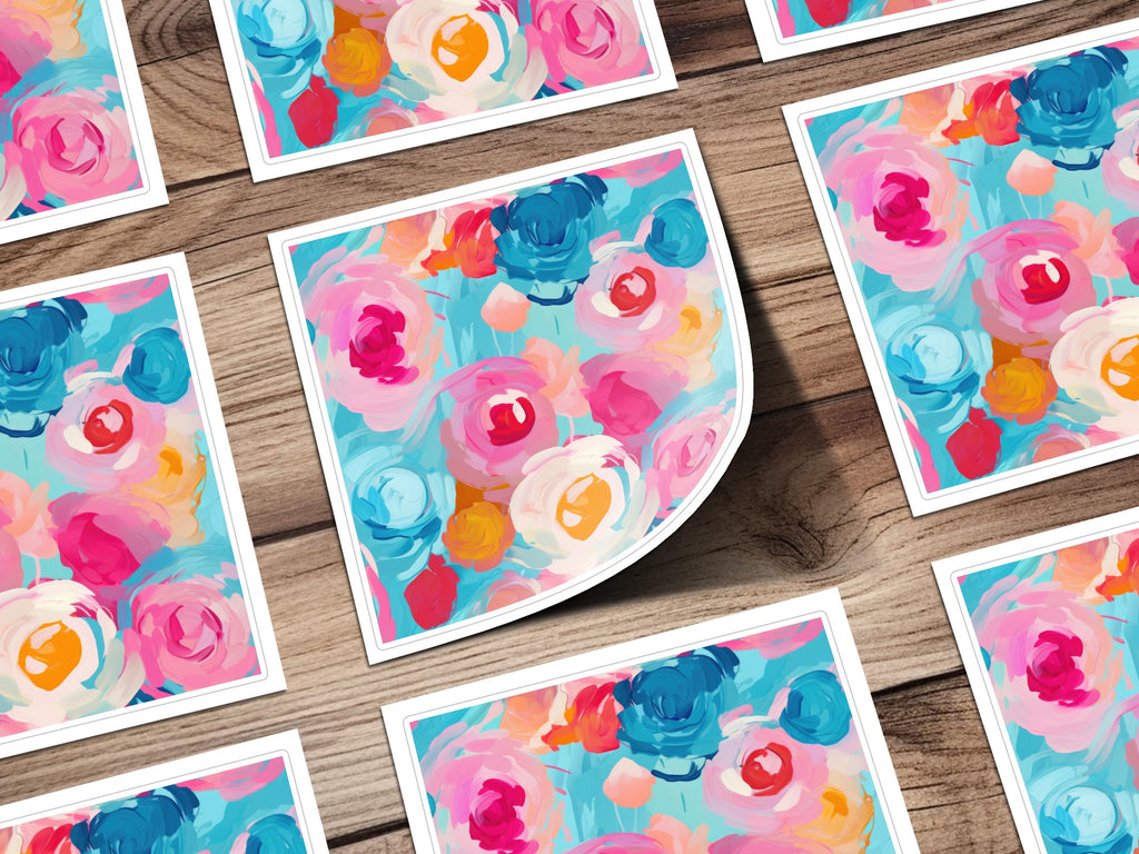 Vibrant Floral Art Print with Colorful Abstract Flowers