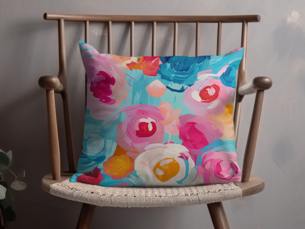 Vibrant Floral Painting Design Decorative Accent Pillow