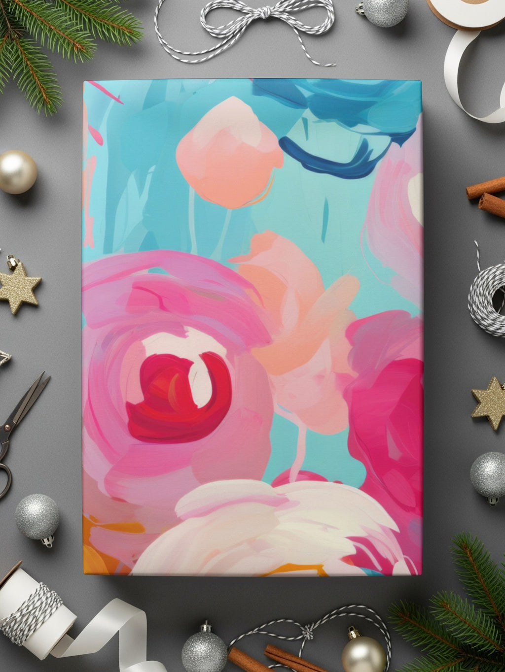 Abstract Pink and Blue Floral Canvas Art Painting
