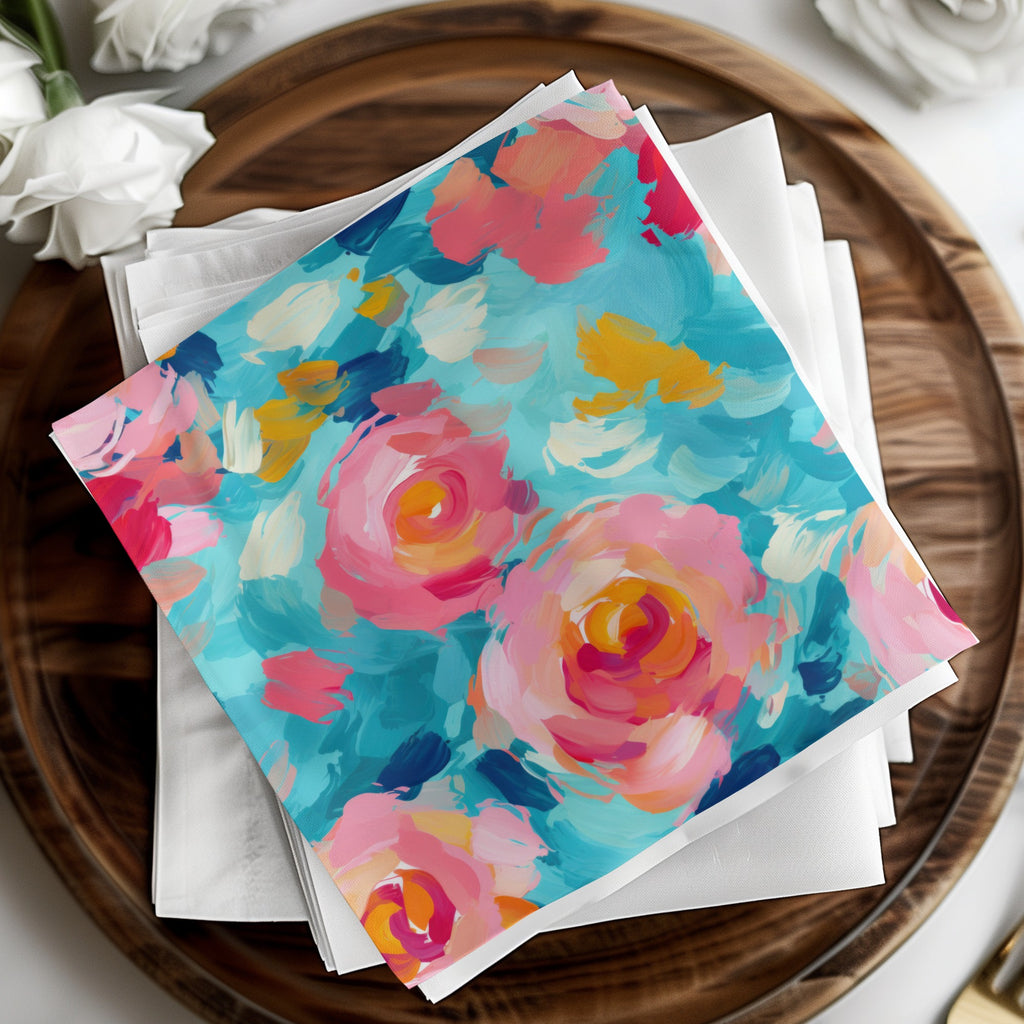 Vibrant Abstract Floral Design Patterned Napkins Product