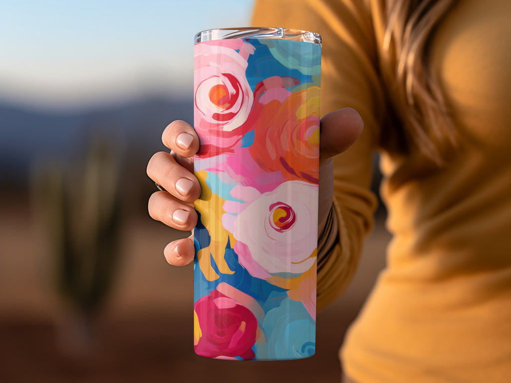 Colorful Floral Insulated Tumbler for Hot and Cold Drinks