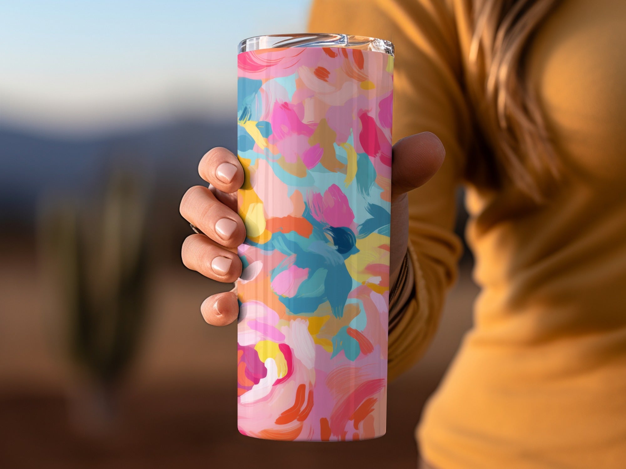 Colorful Floral Design Insulated Travel Tumbler