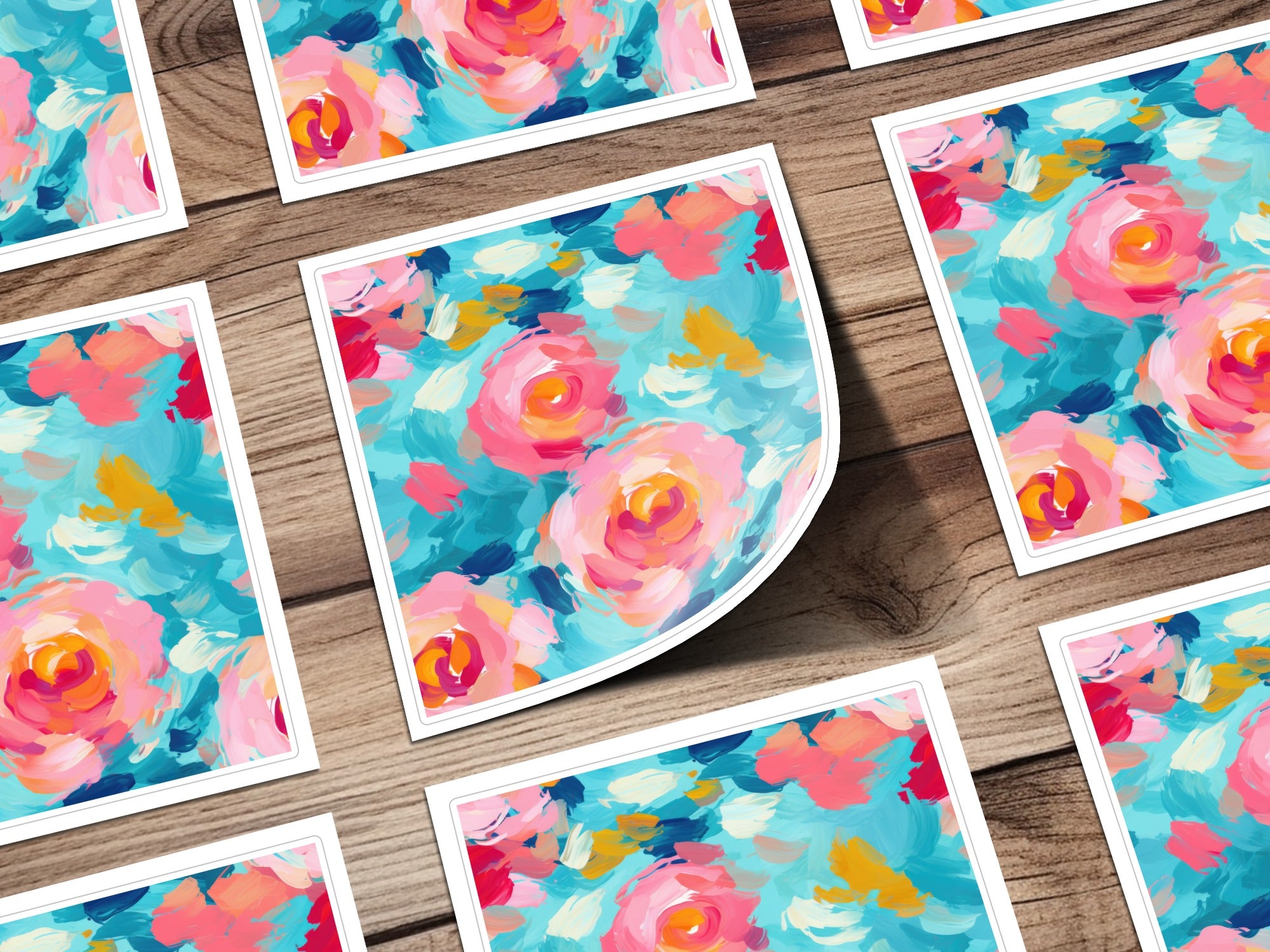 Vibrant Floral Art Print with Abstract Rose Patterns